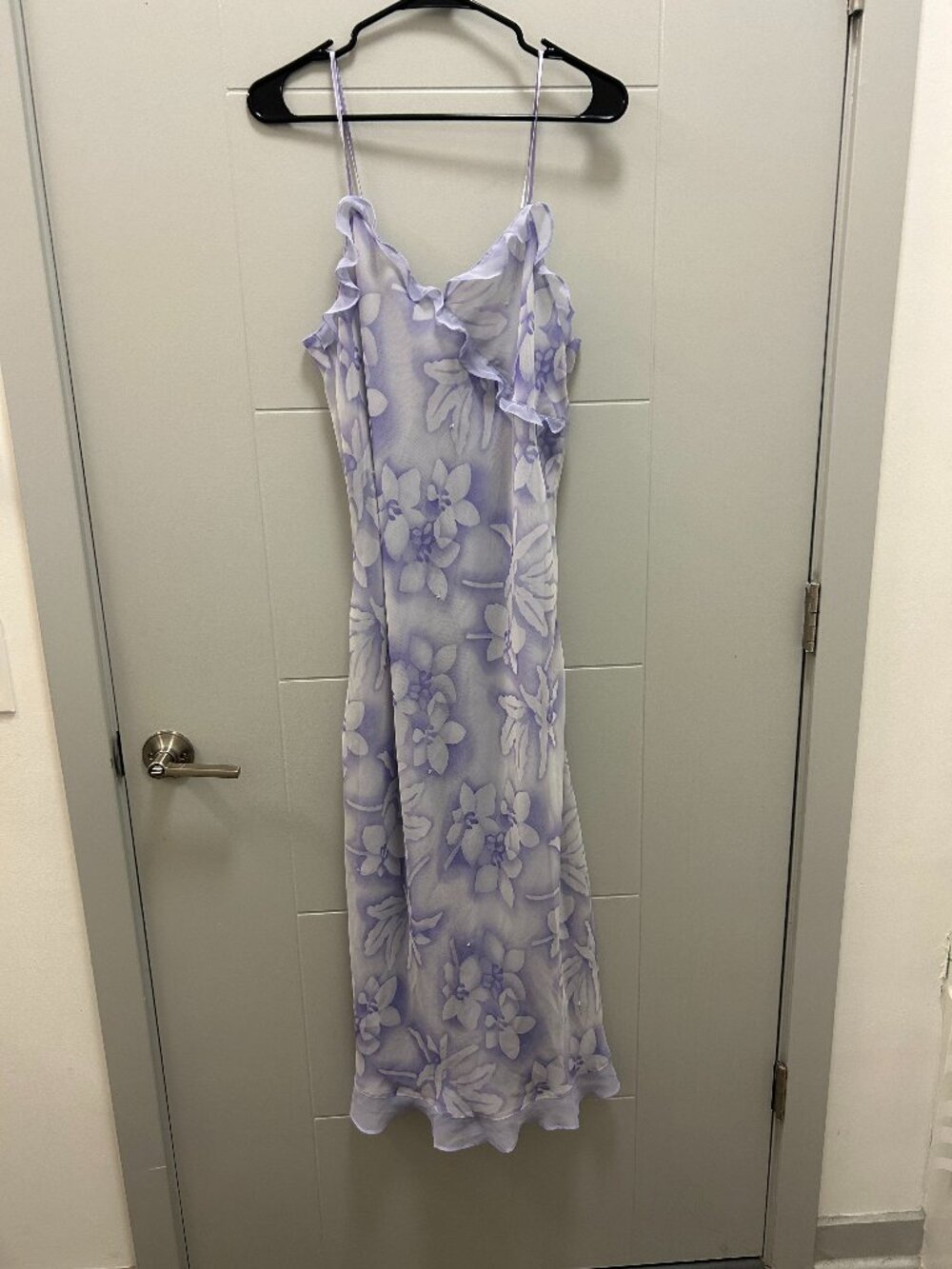 Vintage Valerie Stevens Floral Maxi Slip Dress Lavender Purple M Coquette Y2K